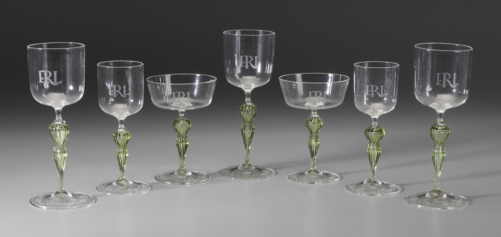 Appraisal: Thirty-Six Pieces Italian Stemware probably Venetian th century hollow ribbed