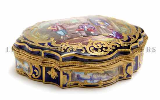 Appraisal: A Sevres Style Gilt Metal Mounted Box of shaped form