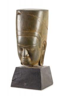 Appraisal: A Khmer Polished Sandstone Head of a Deity Height inches