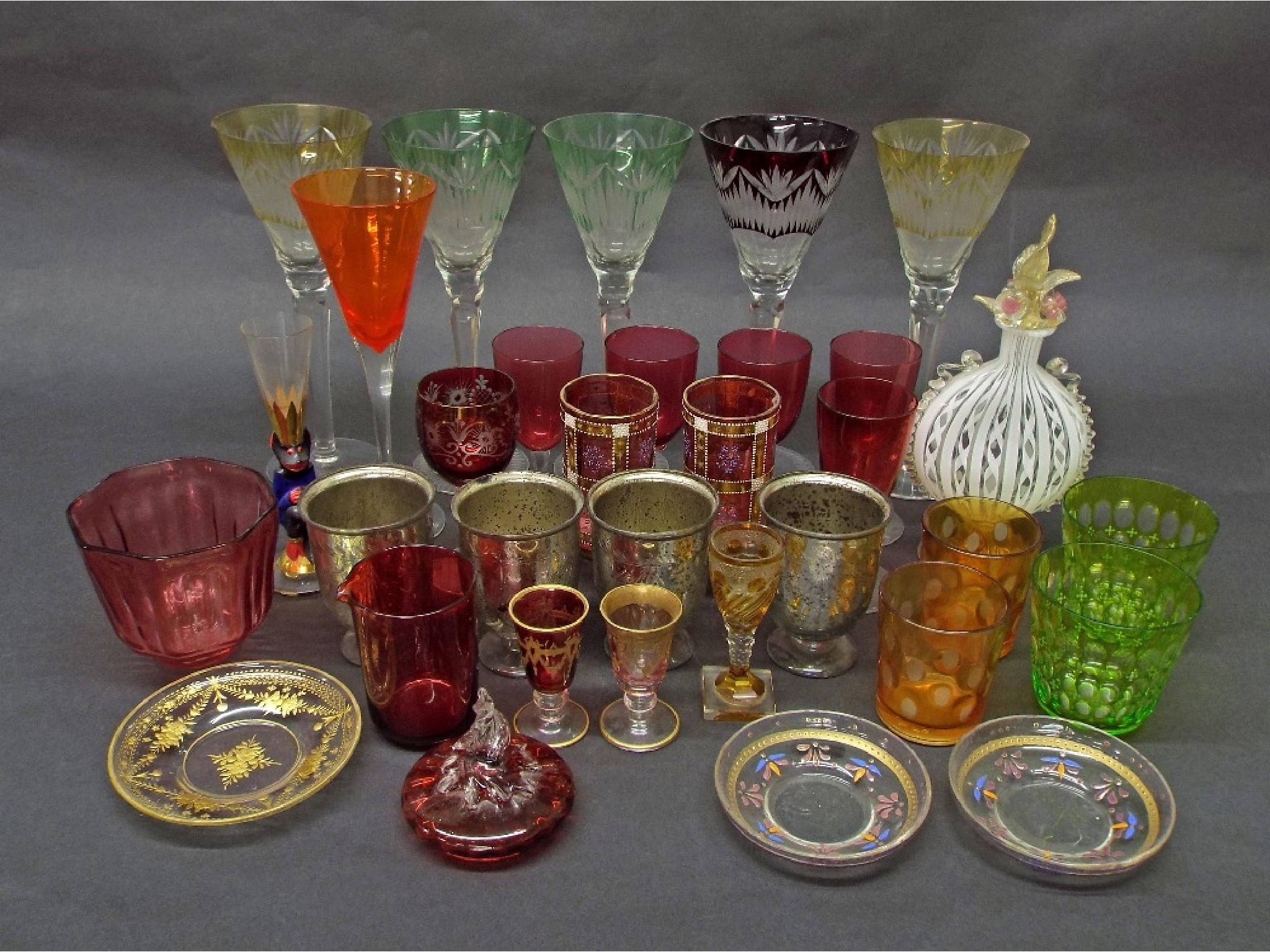 Appraisal: Good mixed collection of glass to include five Bohemian glass