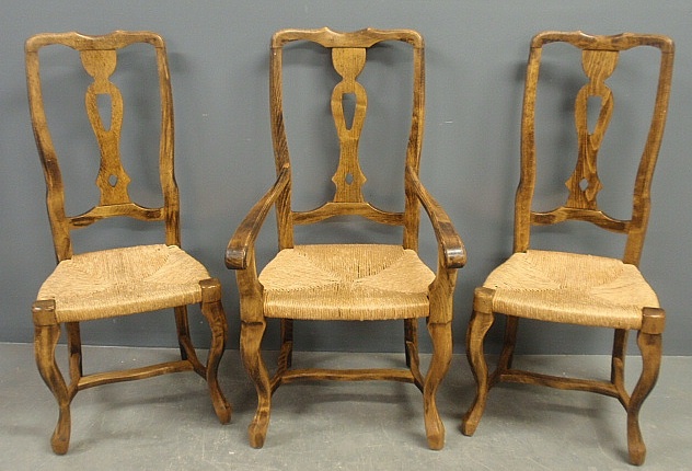 Appraisal: - Set of eight Italian Provincial style maple chairs made