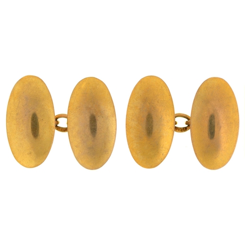 Appraisal: A pair of ct gold cufflinks plain oval mm Birmingham