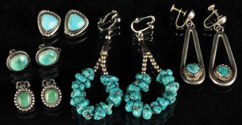 Appraisal: Lot of Native American Indian Earring Pairs Description Includes screw-backs