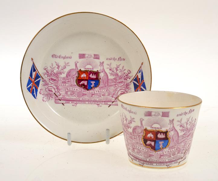 Appraisal: HAND TOUCHED COMMEMORATIVE CUP AND SAUCER 'OLD ENGLAND AND THE