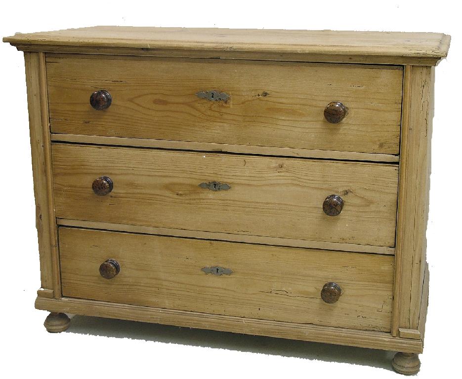 Appraisal: Large th century stripped pine chest of drawers of three