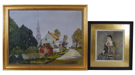 Appraisal: Two framed paintings R O'Meara th C oil on artist