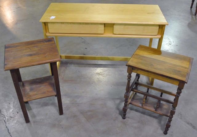 Appraisal: Three Pieces Of Natural Finished FurnitureIncluding two drawer desk x