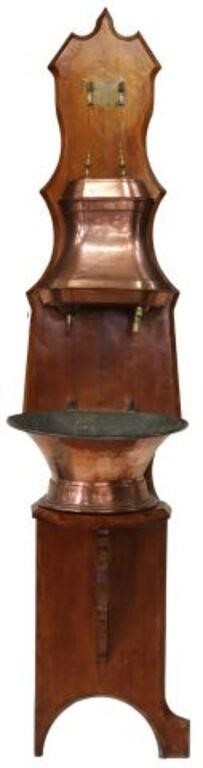 Appraisal: French Provincial copper lavabo fountain late th c lidded copper