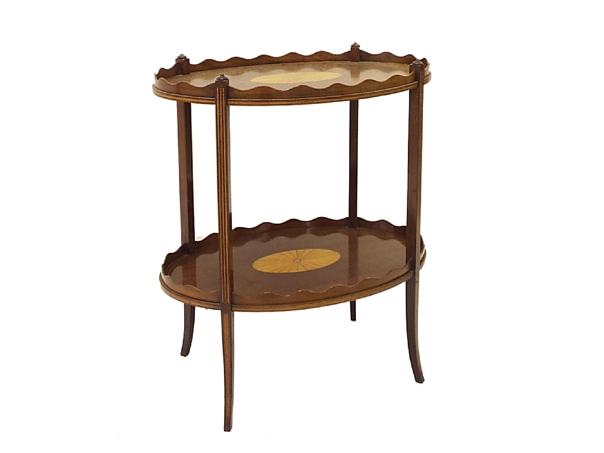 Appraisal: Edwardian two tier tray top table centrally inlaid with boxwood