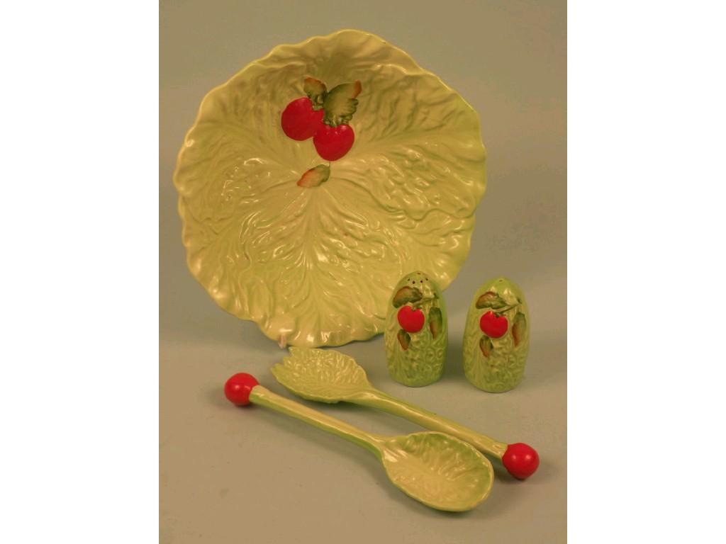 Appraisal: A Carltonware salad dish moulded with leaves etc a pair