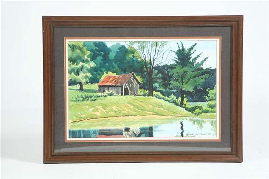 Appraisal: FRAMED WATERCOLOR BY LELAND MCCLELLAND Pleasant scene of a shed