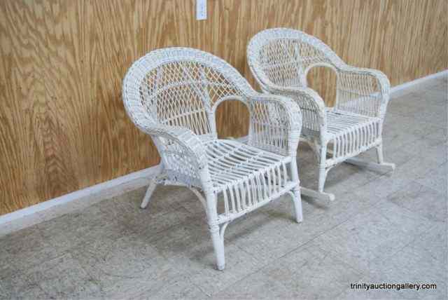 Appraisal: Wicker Rattan pc Chair Rocker SetThis is a very nice