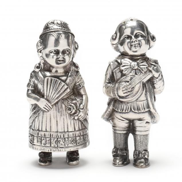 Appraisal: TWO CONTINENTAL SILVER SHAKERS OF LOUIS XVI AND MARIE ANTOINETTE