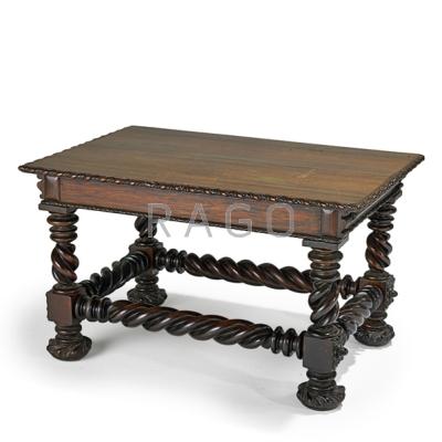 Appraisal: JACOBEAN STYLE ROSEWOOD SIDE TABLE Barley twist turned legs th