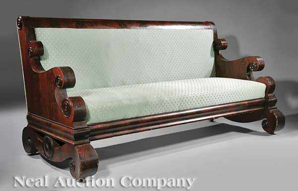 Appraisal: An American Late Classical Mahogany Sofa c attributed to J