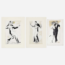 Appraisal: Rudolf Bauer Three illustrations of dancers ink and gouache on