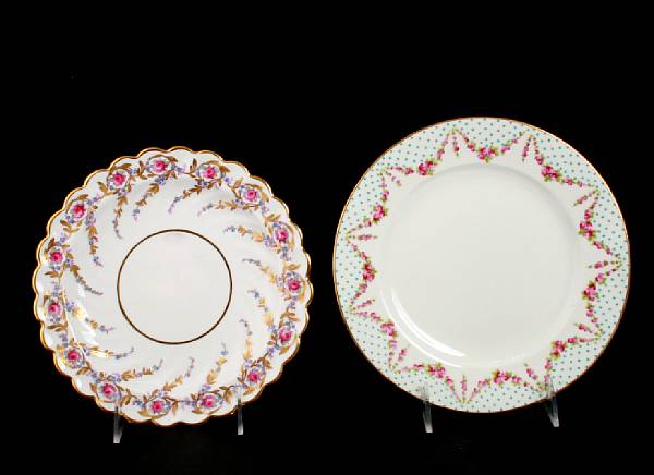 Appraisal: A set of eleven Copeland floral and gilt-decorated porcelain dessert