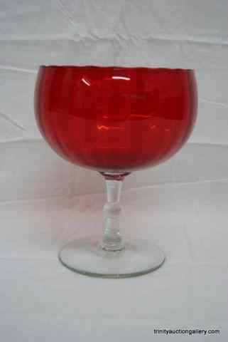 Appraisal: Red Amberina over Clear Glass Candy StemFrom the estate is