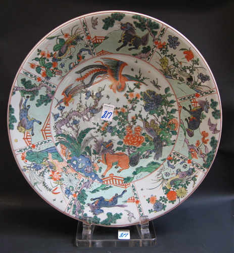 Appraisal: HEAVY CHINESE PORCELAIN CHARGER hand painted with exotic birds and