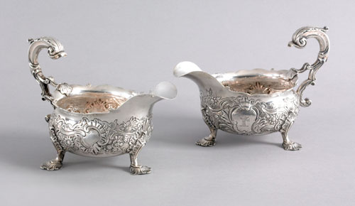 Appraisal: Pair of George II silver sauce boats - bearing the