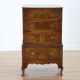 Appraisal: George II style diminutive walnut chest on stand George II