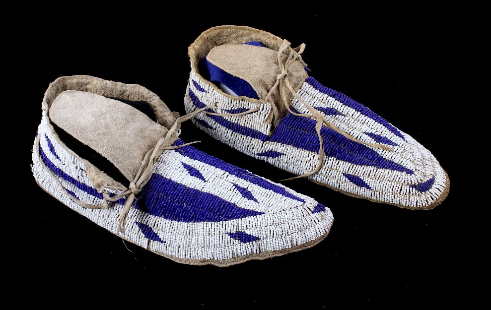 Appraisal: Lakota Sioux Fully Beaded Moccasins th Century This is an