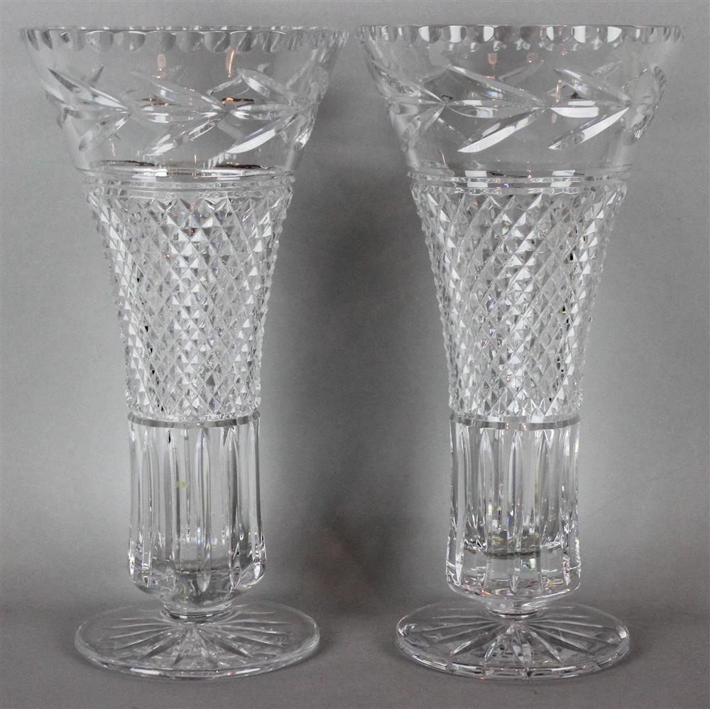 Appraisal: PAIR OF TRUMPET SHAPED CUT GLASS VASES Provenance The Harry