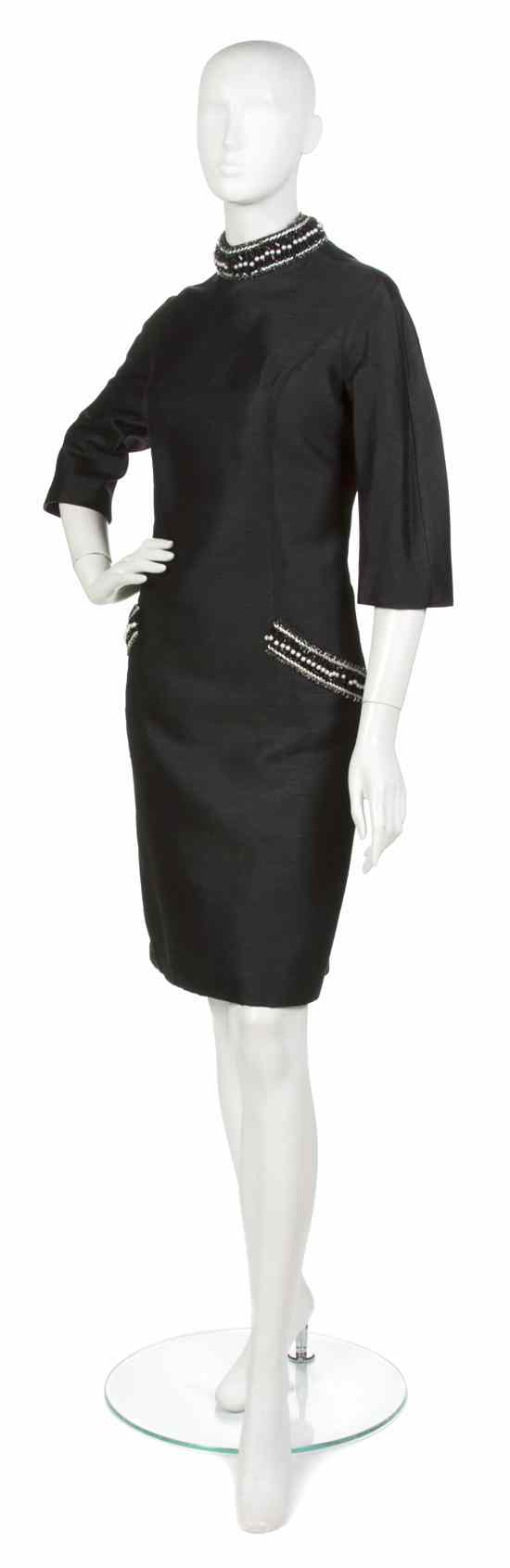 Appraisal: A Vinchi Black Silk Cocktail Dress Suit s dress with