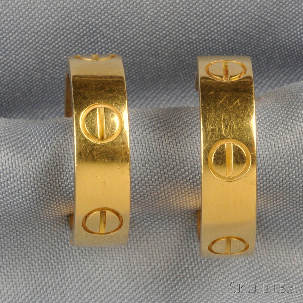 Appraisal: kt Gold Love Earrings Cartier each designed as a hoop