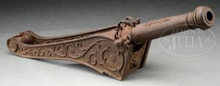 Appraisal: VICTORIAN STYLE CANNON ON CARRIAGE VICTORIAN STYLE CANNON ON CARRIAGE