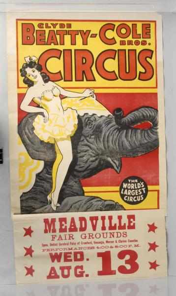 Appraisal: Lot of Circus Posters Description Lot includes a Clyde Beatty