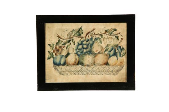 Appraisal: THEOREM American - watercolor on velvet Basket of fruit including