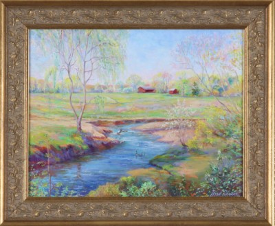 Appraisal: Carversville Spring oil on board SLR titled verso Artist American