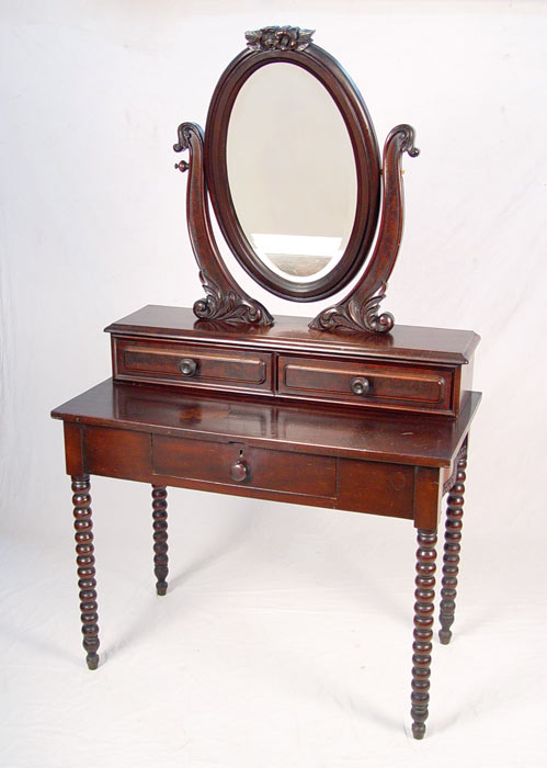 Appraisal: th C MAHOGANY VANITY The consignor tells us this charming