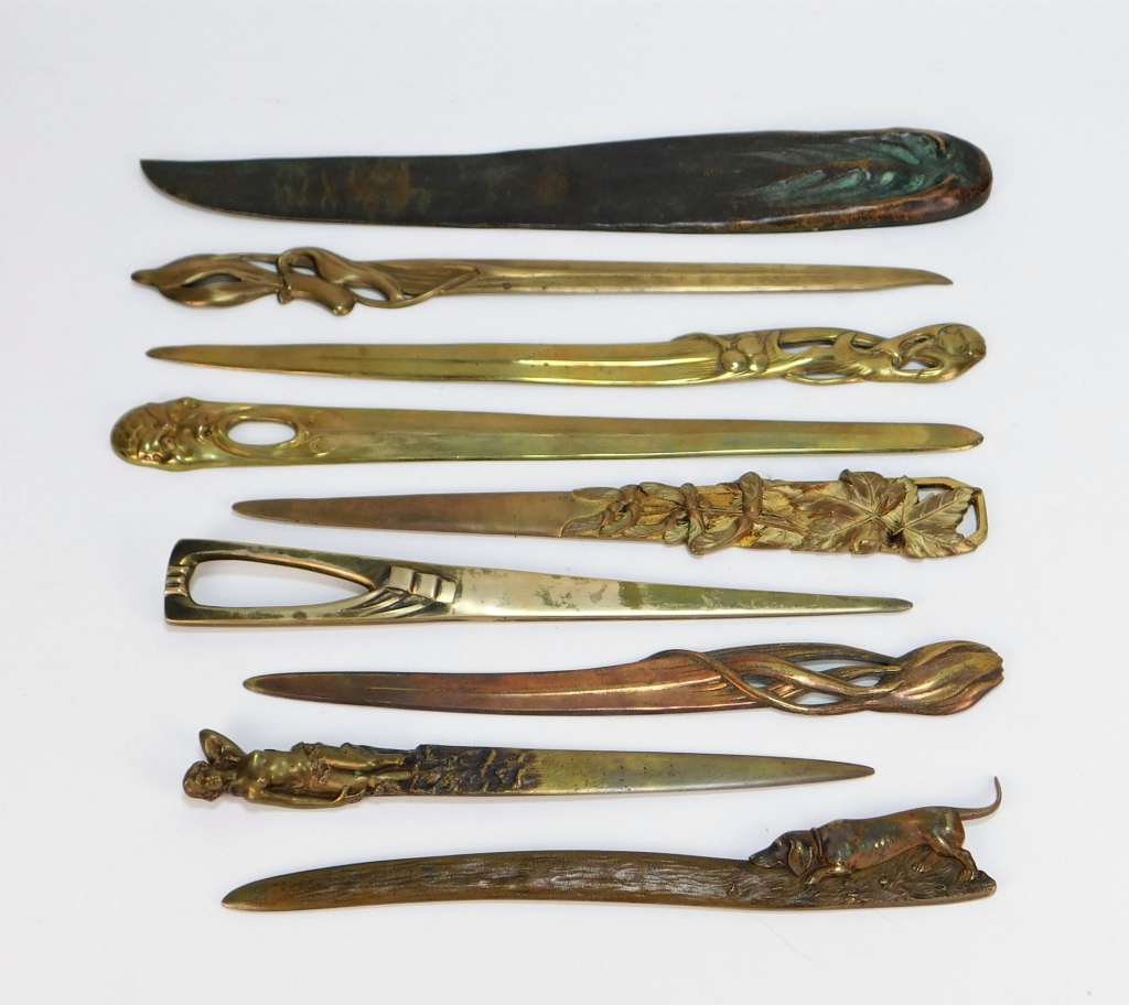 Appraisal: PC ART NOUVEAU BRONZE AND BRASS LETTER OPENERS Germany Austria