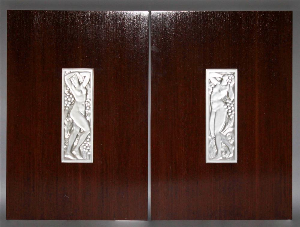 Appraisal: TWO LALIQUE PANELS 'FEMME HEAD UP' AND 'FEMME ARMS UP'