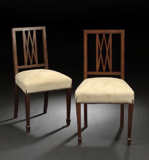 Appraisal: Pair of Directoire-Style Mahogany Sidechairs early th century each with