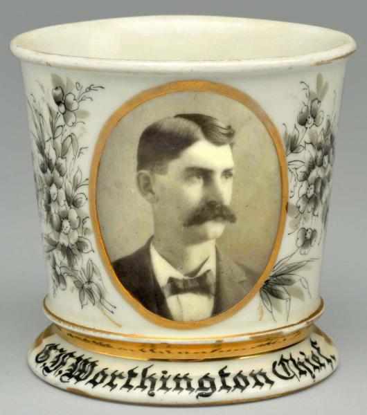 Appraisal: Photographic Image Shaving Mug Gilded C F Worthington Chief Beautiful