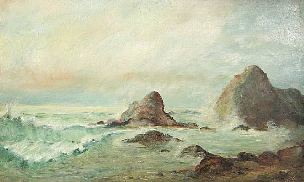 Appraisal: Nels Hagerup Norwegian American - Coastal Rocks signed with initials