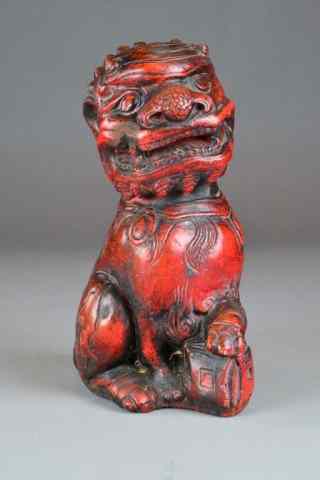 Appraisal: CHINESE RED FOO DOGVery heavy red Chinese Foo Dog with