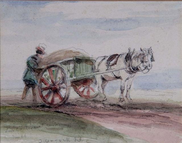 Appraisal: JAMES ORROCK British - Man with hand cart signed and