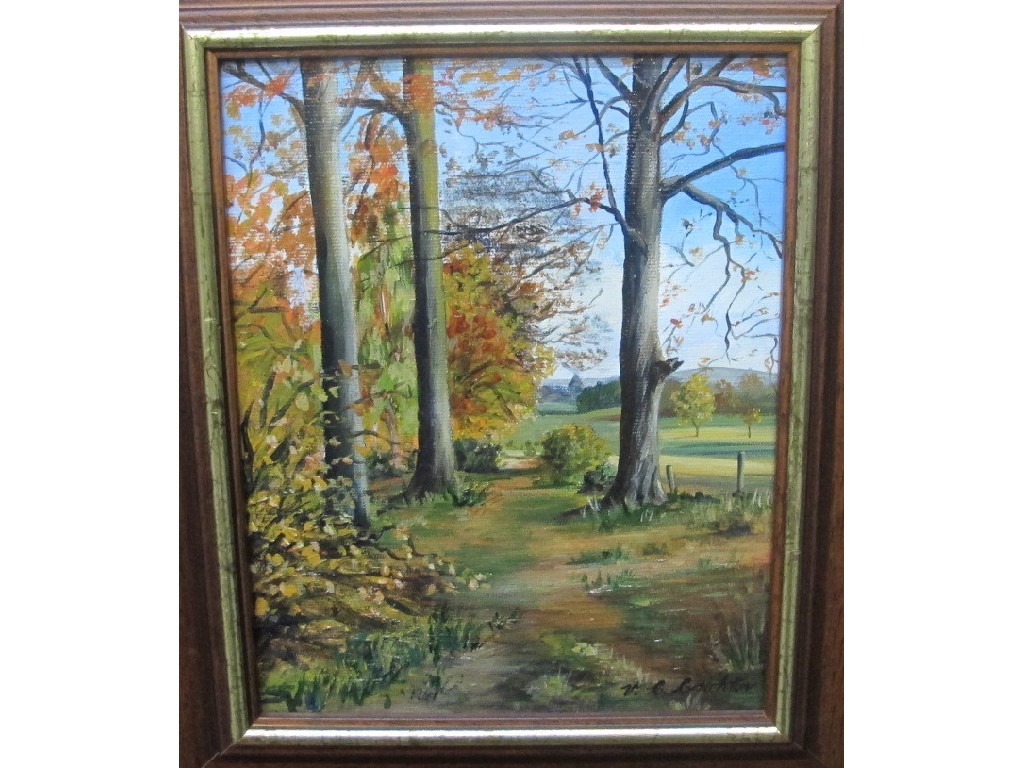 Appraisal: VALERIE C CRICHTON Acrylic 'Nunholm Walkway' signed recto and labelled