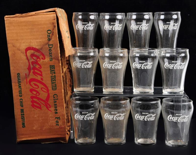 Appraisal: Full Case Of 's Coca-Cola Glasses These glasses have soiling