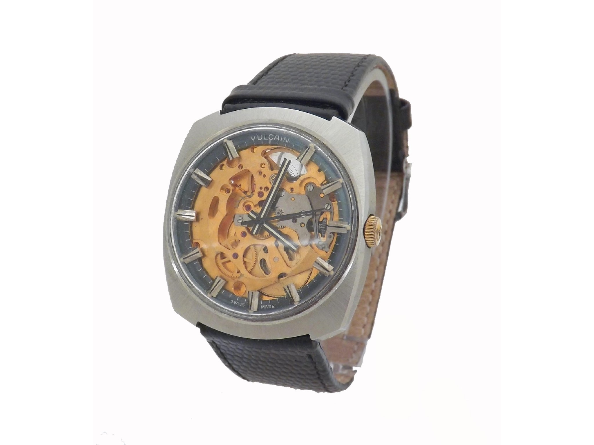 Appraisal: Vulcain MSR T automatic stainless steel gentleman's wristwatch with skeleton