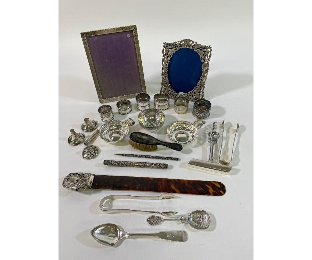 Appraisal: Silver napkin rings silver wine tasting cups largest dia Cartier