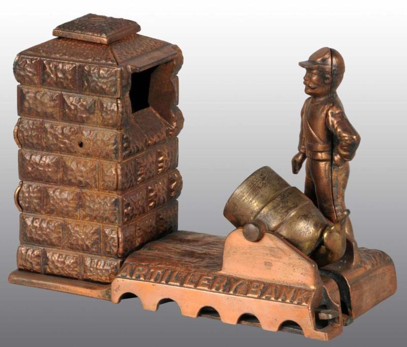 Appraisal: Cast Iron Artillery Mechanical Bank Description Manufactured by Shepard Hardware