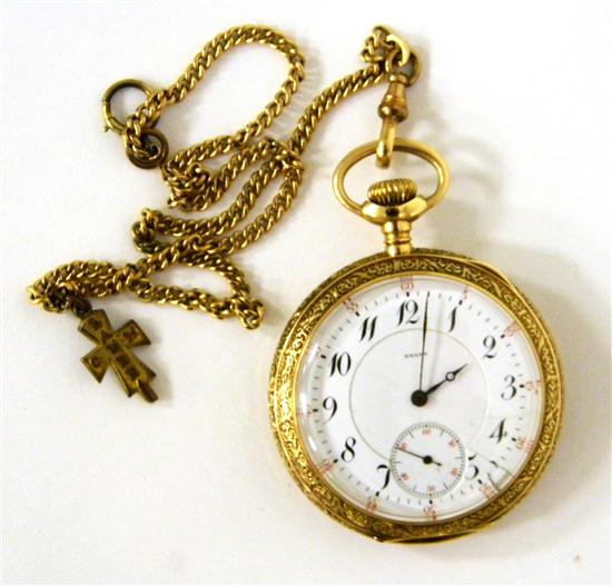 Appraisal: WATCH Open face Gruen pocket watch and chain K watch