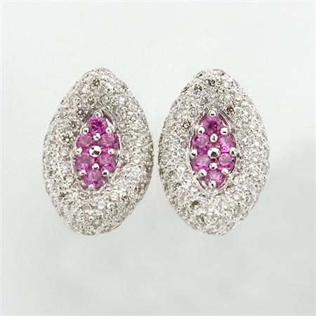 Appraisal: Pair of Pink Sapphire and Diamond Earrings Estimate -