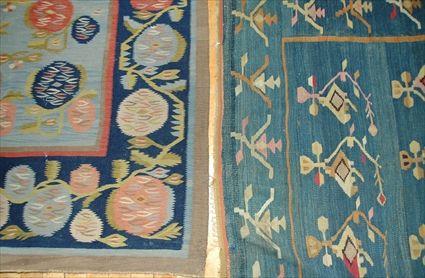 Appraisal: Blue and Tan Dhurrie Runner together with a Rug with