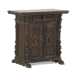 Appraisal: ITALIAN RENAISSANCE WALNUT CABINET Two drawer and one door carved